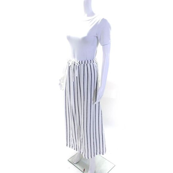 Splendid Womens Striped Print Drawstring Front Slit Slip-On Skirt White Size XS - Picture 2 of 4